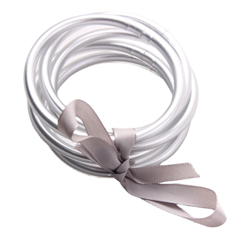 Wholesale Gold Foil Braided PVC Silicone Tube Bracelet